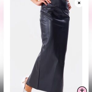 Pretty little thing black pleather midi skirt  size  12